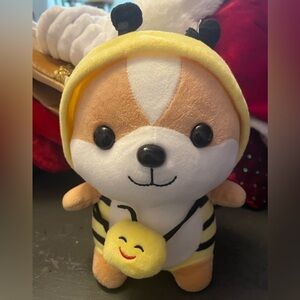 Corgi in costume Yellow and White Plush Bee Costume Toy soft